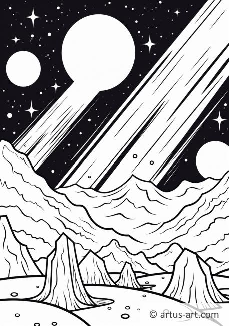 Pagina da colorare della pioggia di meteoriti
